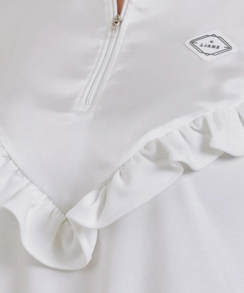 J.Jane Satin Frill Sweatshirt - White
