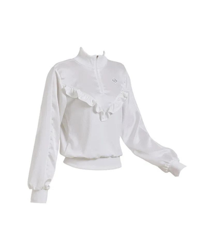 J.Jane Satin Frill Sweatshirt - White