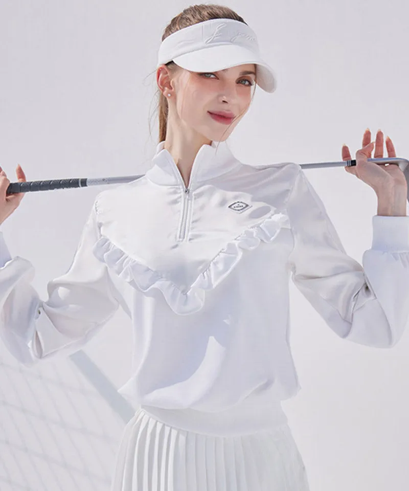 J.Jane Satin Frill Sweatshirt - White
