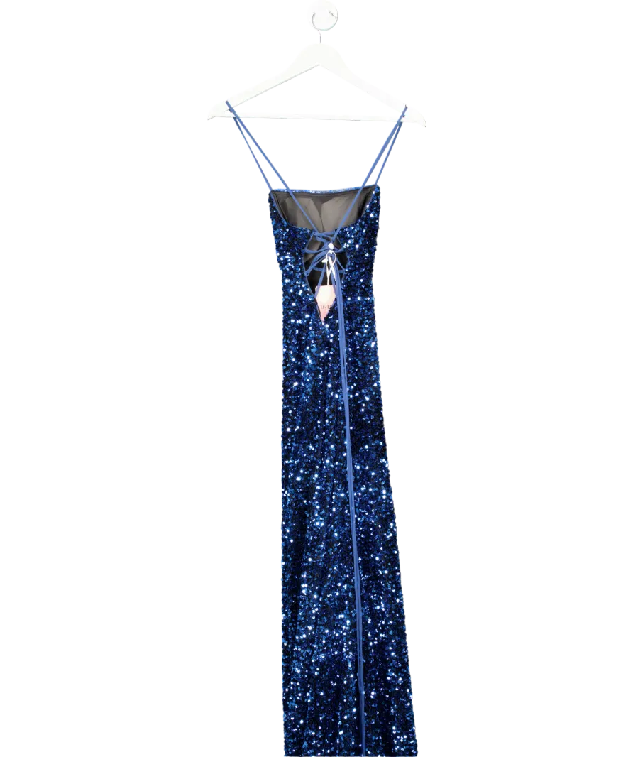 JJs House Blue Sequin Floor Long Dress UK 6
