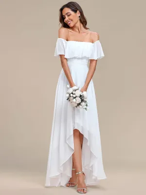 Karmina versatile off shoulder Ivory chiffon wedding dress Express NZ wide