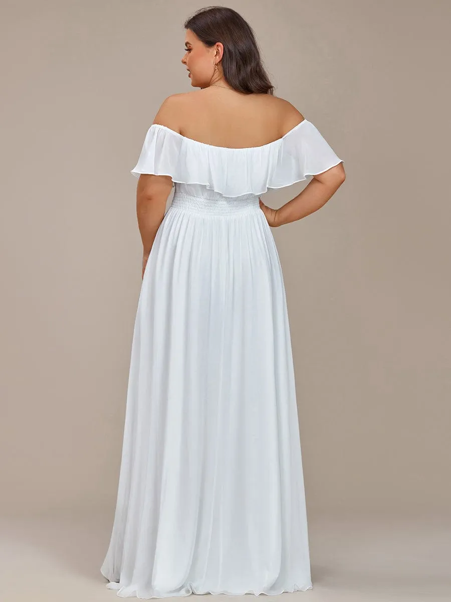 Karmina versatile off shoulder Ivory chiffon wedding dress Express NZ wide