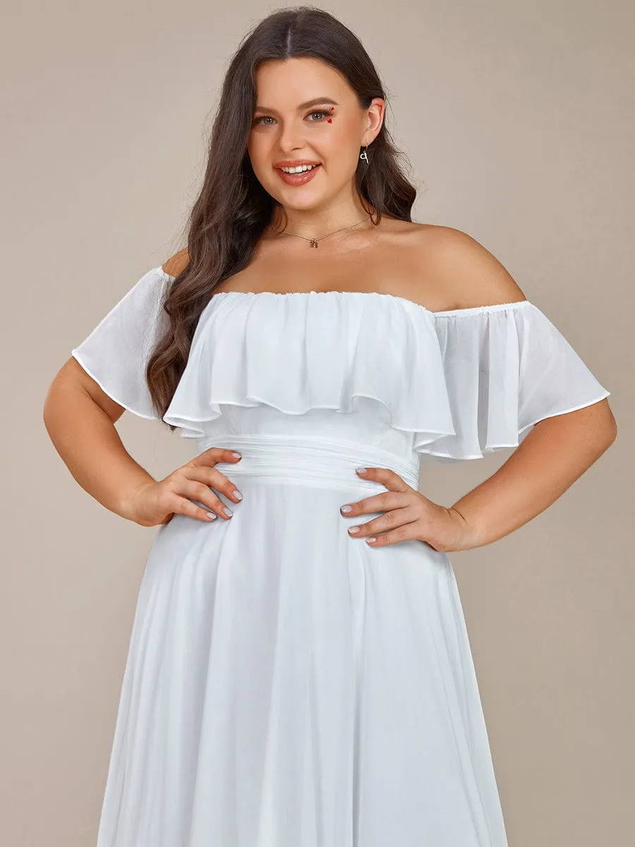 Karmina versatile off shoulder Ivory chiffon wedding dress Express NZ wide