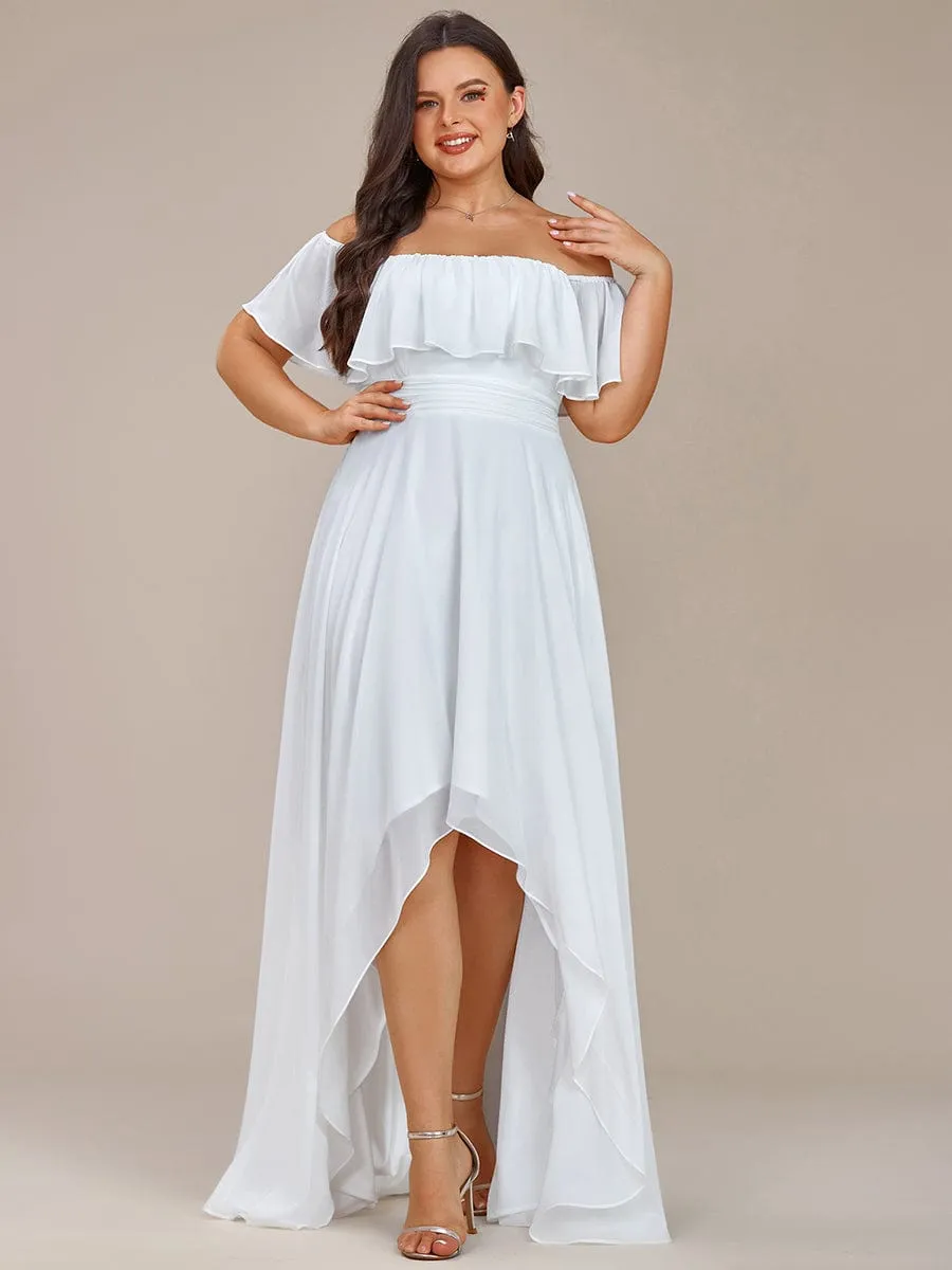 Karmina versatile off shoulder Ivory chiffon wedding dress Express NZ wide