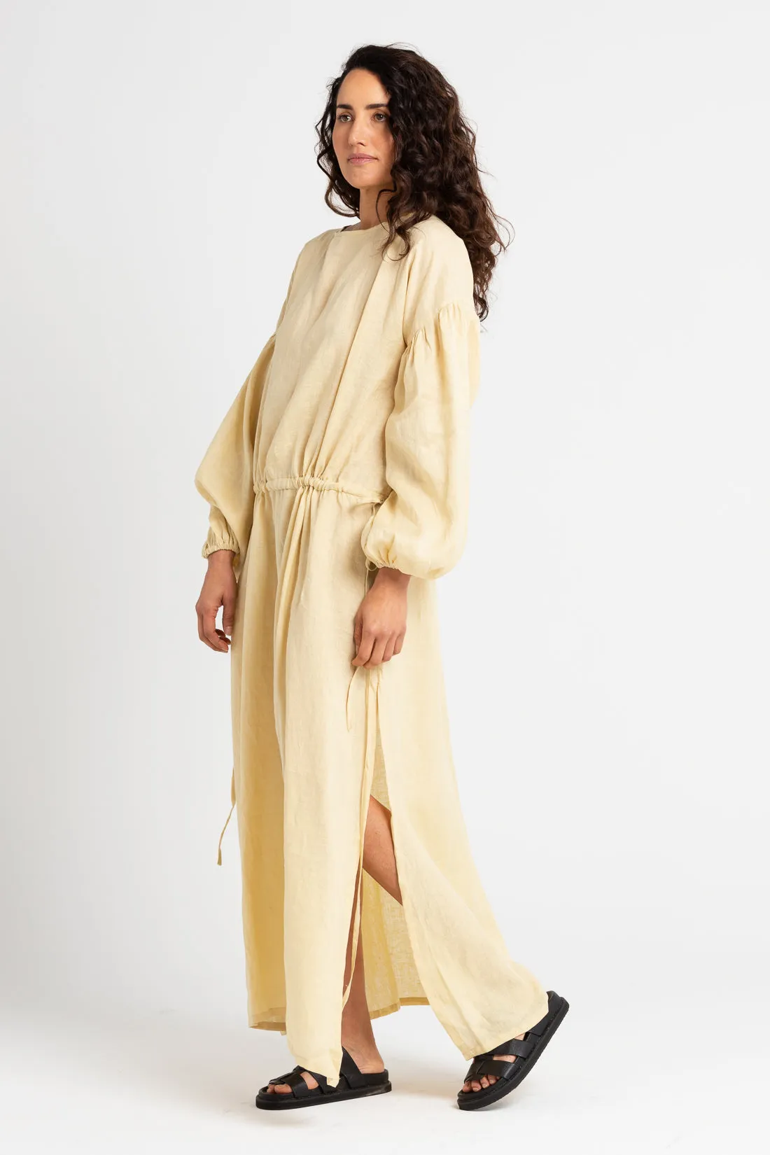 Kaspara Billowed Sleeve Maxi Dress Italian Straw