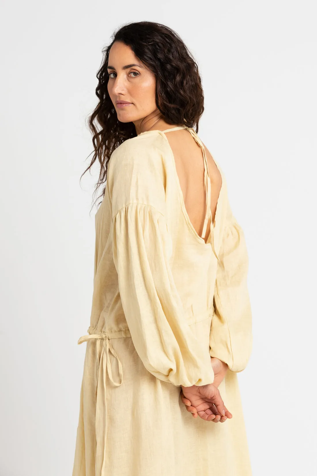 Kaspara Billowed Sleeve Maxi Dress Italian Straw