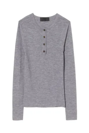 Klarise Henley Knit | Medium Grey Melange