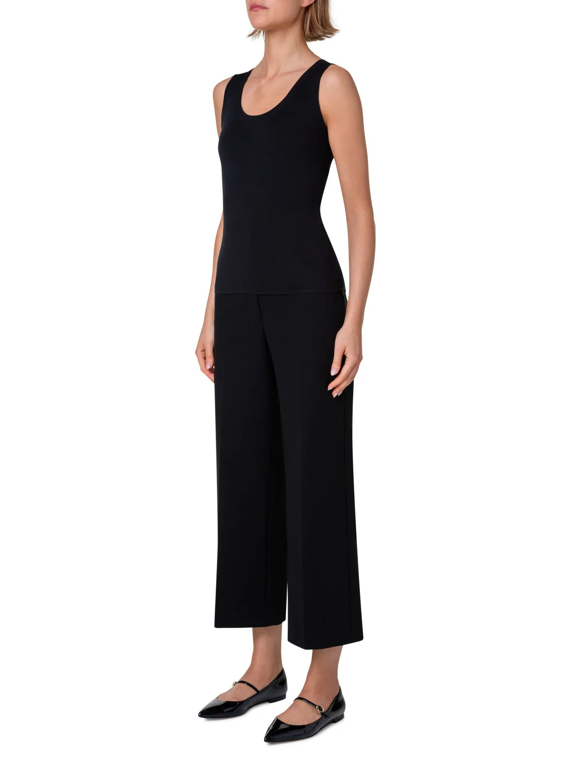 Knitted Silk Stretch Scoop Neck Top