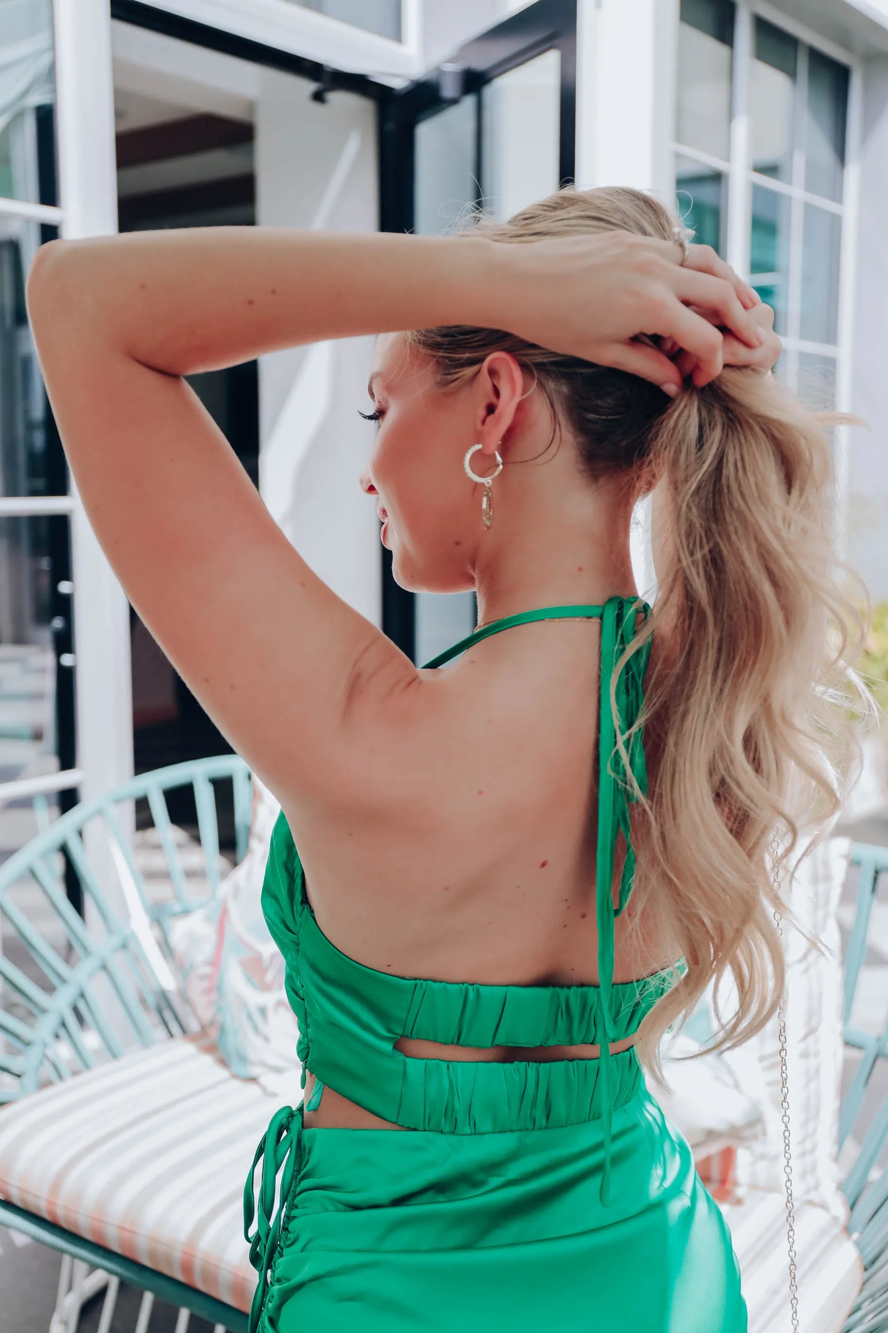 Krissy Satin Halter Top - Green