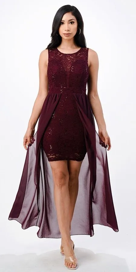 La Scala 23984 High Low Overlay Lace Dress