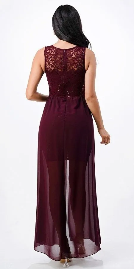 La Scala 23984 High Low Overlay Lace Dress