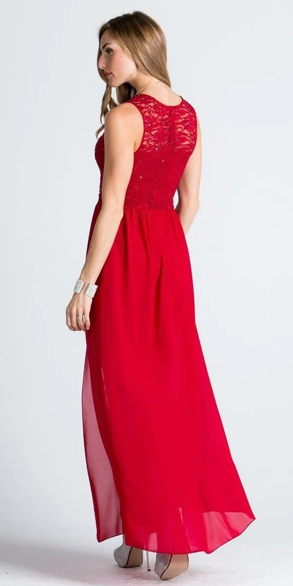 La Scala 23984 High Low Overlay Lace Dress