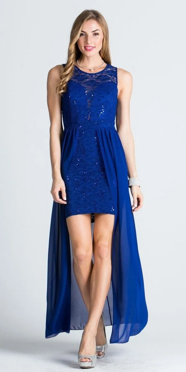 La Scala 23984 High Low Overlay Lace Dress