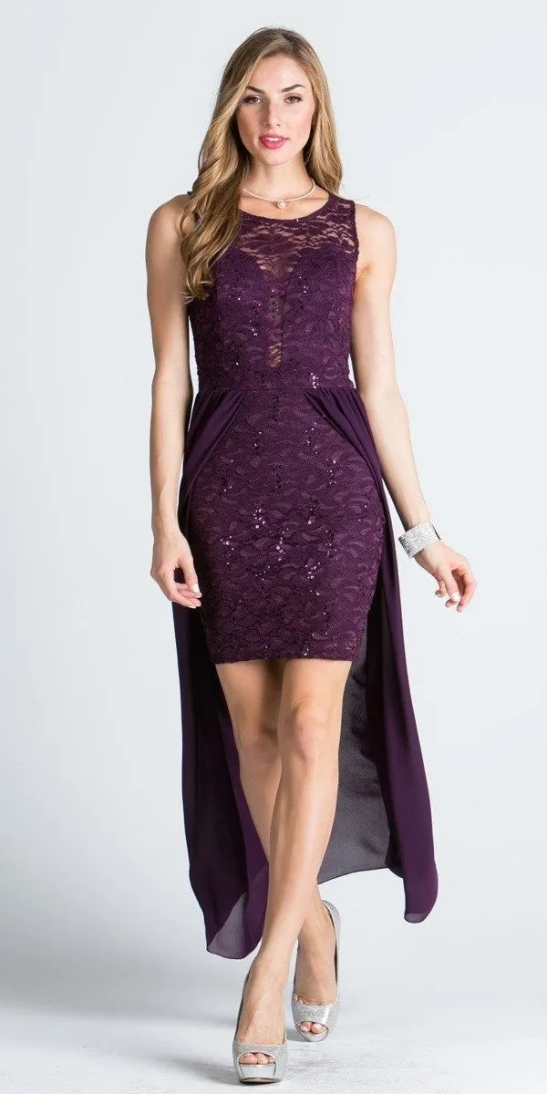 La Scala 23984 High Low Overlay Lace Dress