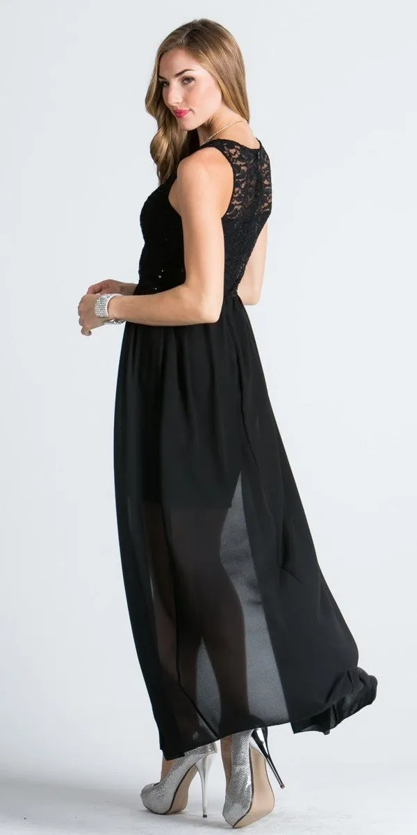 La Scala 23984 High Low Overlay Lace Dress
