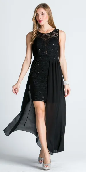 La Scala 23984 High Low Overlay Lace Dress