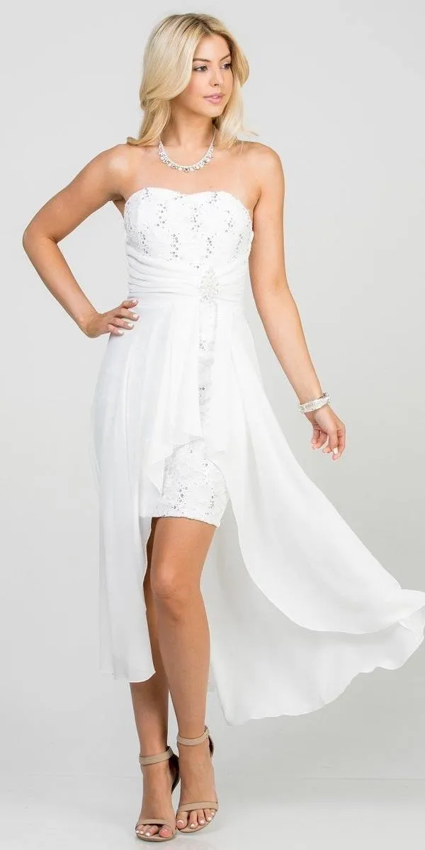 La Scala 25978 High Low Chiffon/Lace Strapless Dress