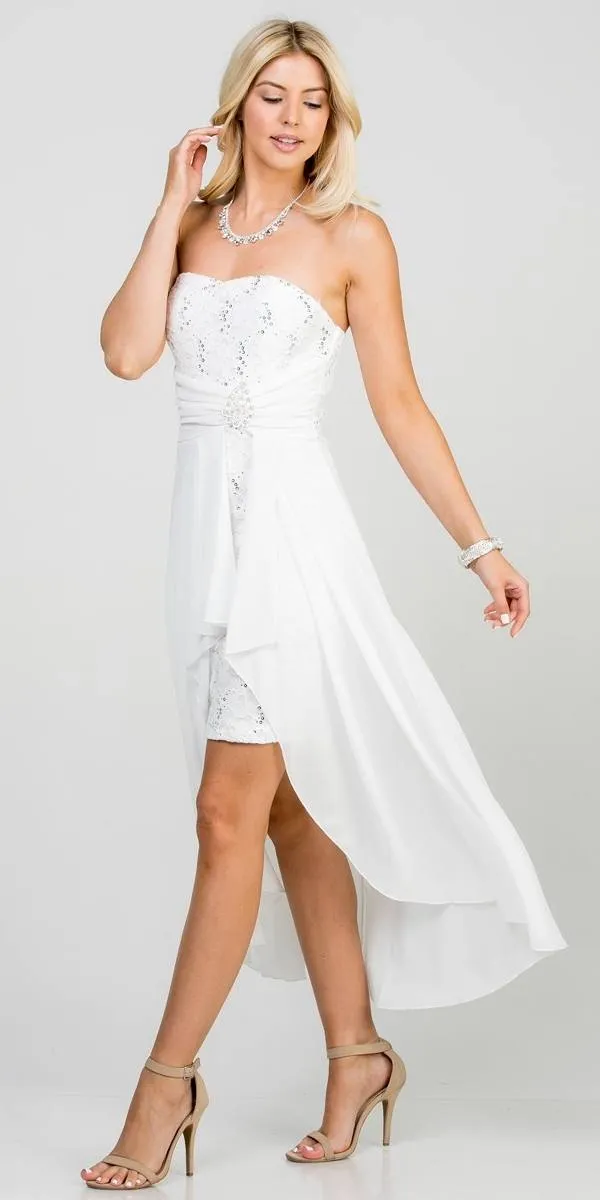 La Scala 25978 High Low Chiffon/Lace Strapless Dress