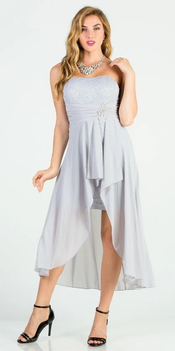 La Scala 25978 High Low Chiffon/Lace Strapless Dress