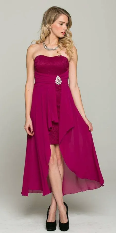 La Scala 25978 High Low Chiffon/Lace Strapless Dress