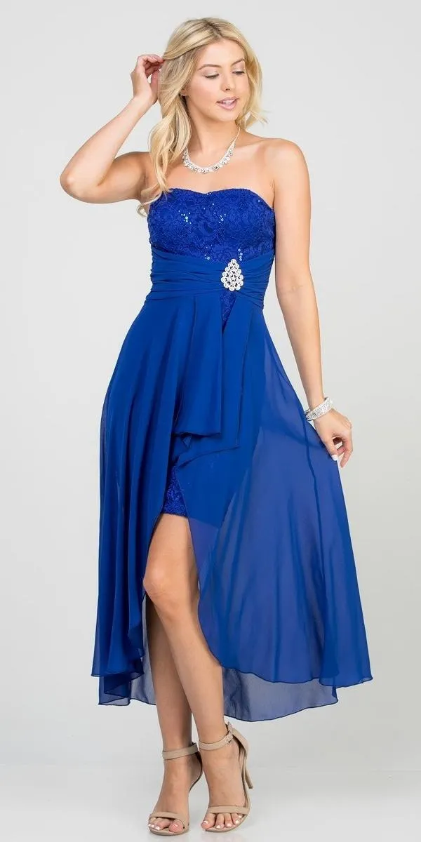 La Scala 25978 High Low Chiffon/Lace Strapless Dress