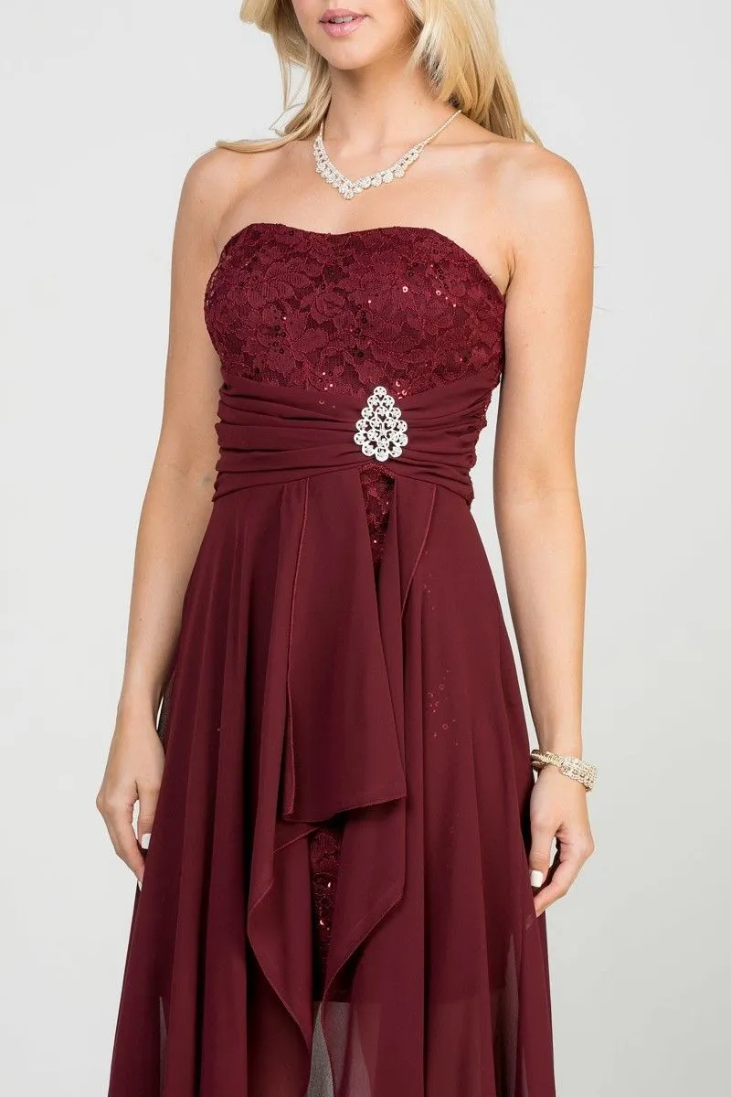 La Scala 25978 High Low Chiffon/Lace Strapless Dress