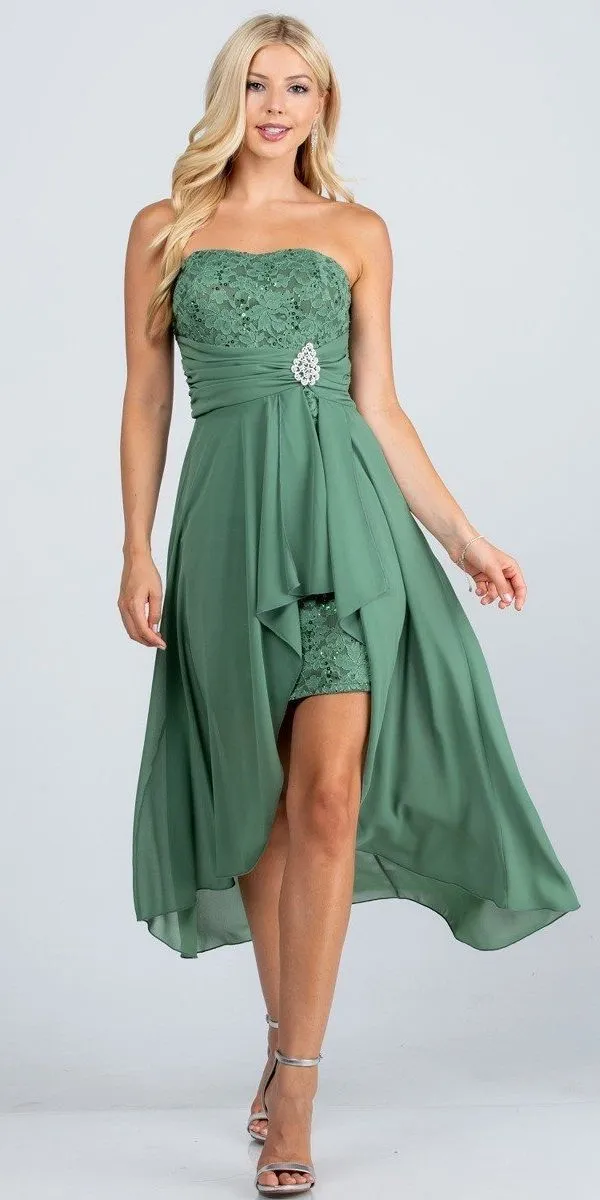 La Scala 25978 High Low Chiffon/Lace Strapless Dress