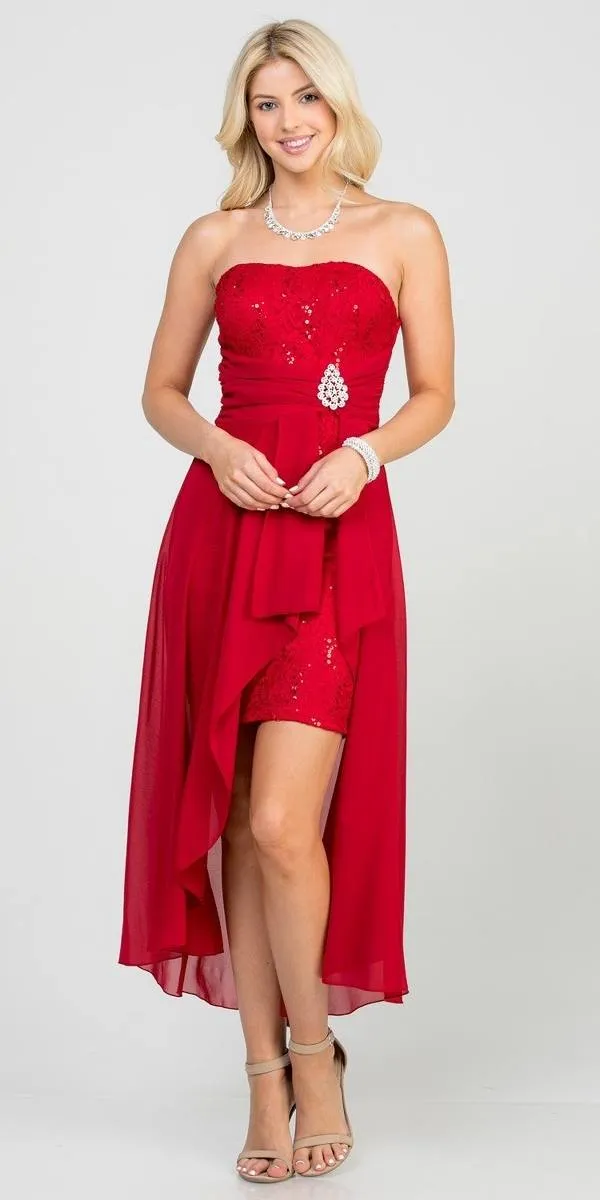 La Scala 25978 High Low Chiffon/Lace Strapless Dress