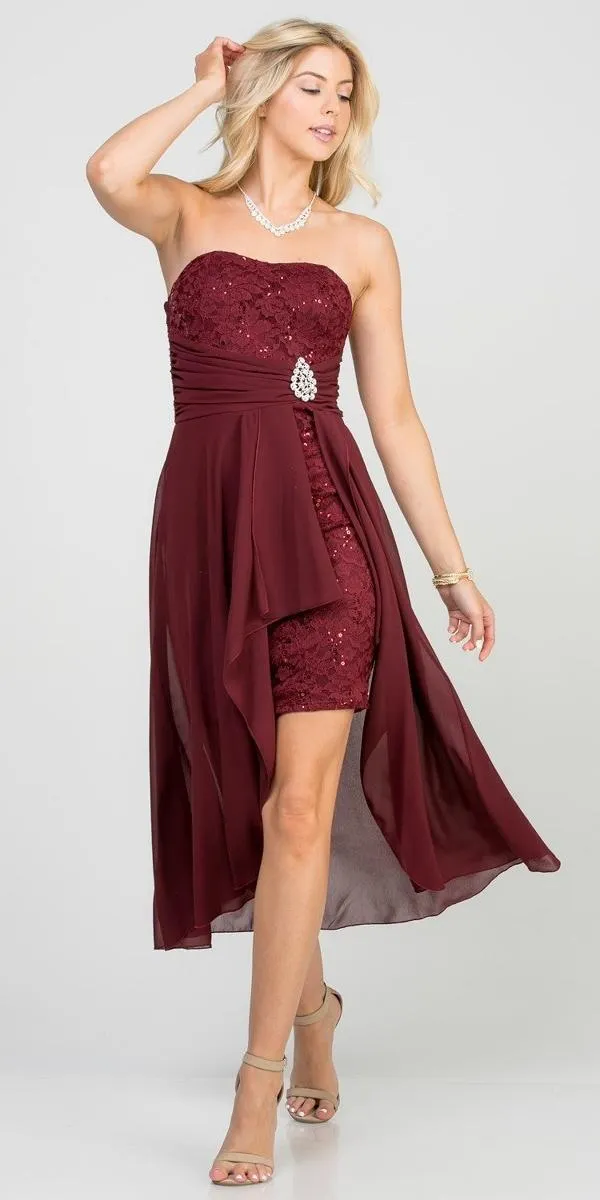 La Scala 25978 High Low Chiffon/Lace Strapless Dress