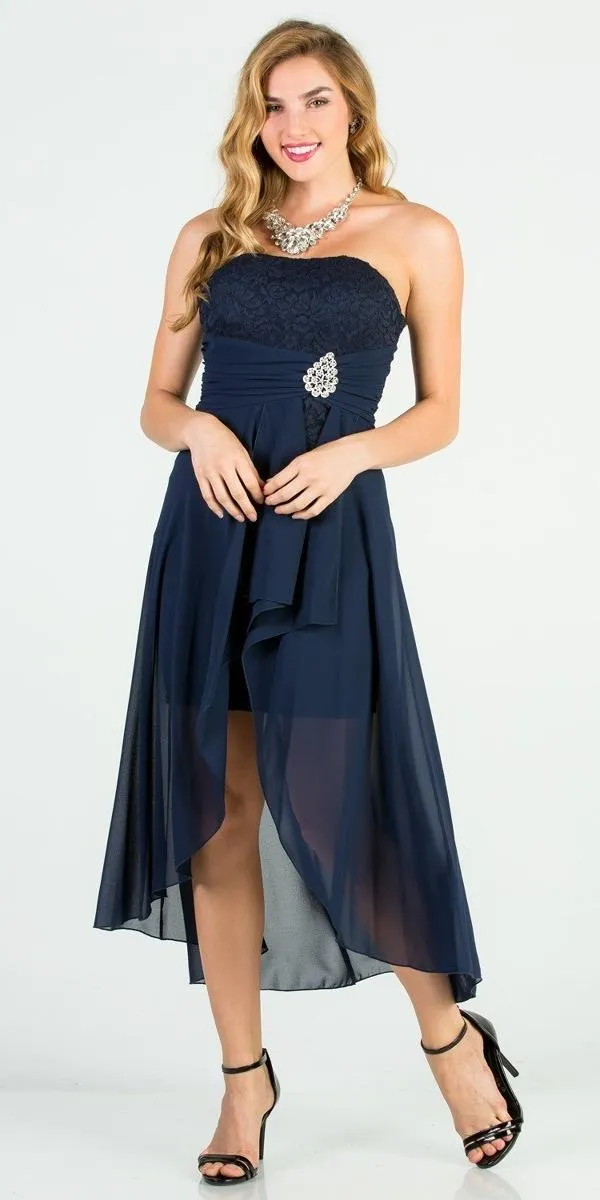 La Scala 25978 High Low Chiffon/Lace Strapless Dress