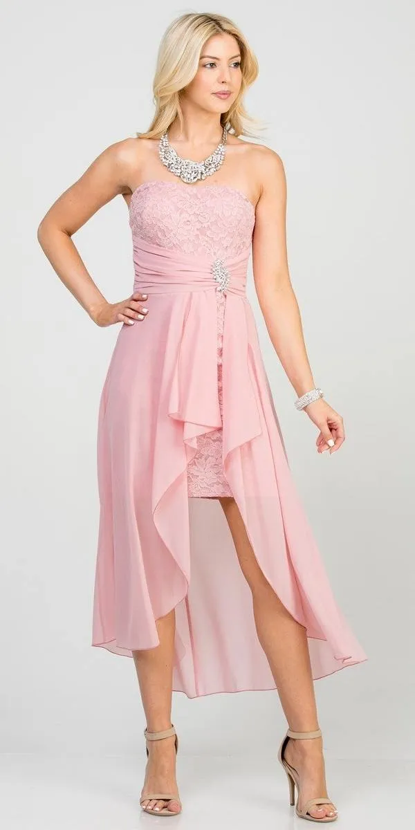 La Scala 25978 High Low Chiffon/Lace Strapless Dress