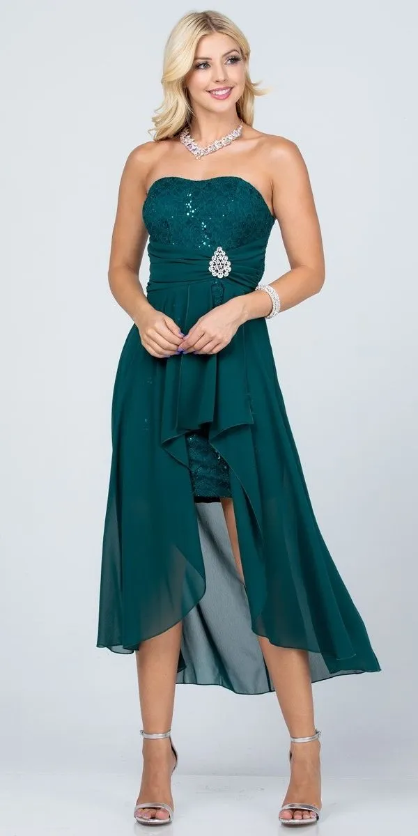La Scala 25978 High Low Chiffon/Lace Strapless Dress