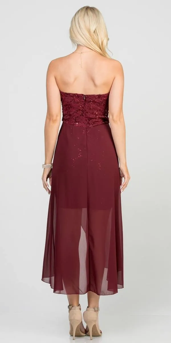 La Scala 25978 High Low Chiffon/Lace Strapless Dress