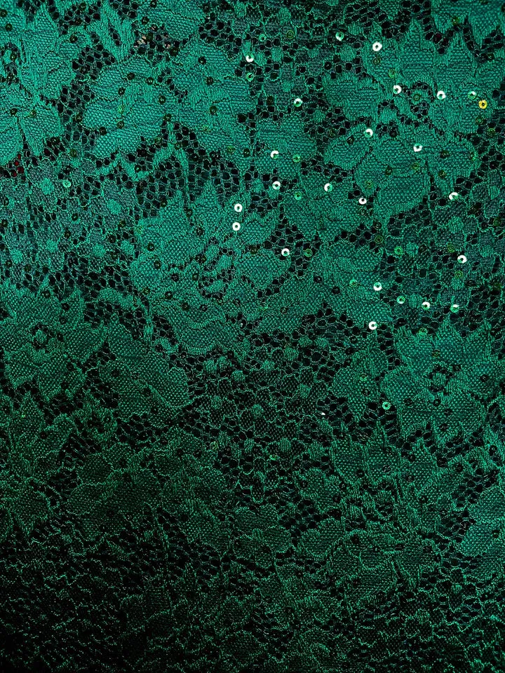 Lace Maxi Dress In Emerald & Sequins - Kilo Brava