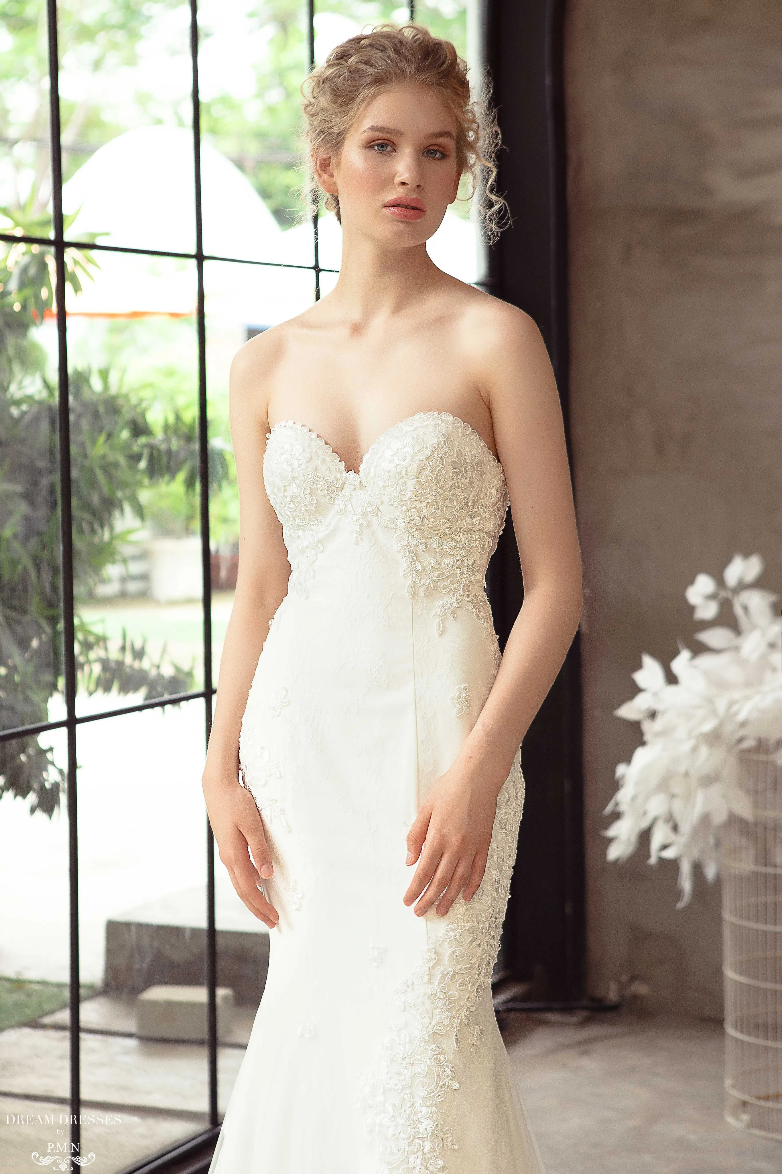 Lace Strapless Mermaid Wedding Dress (#Camille)