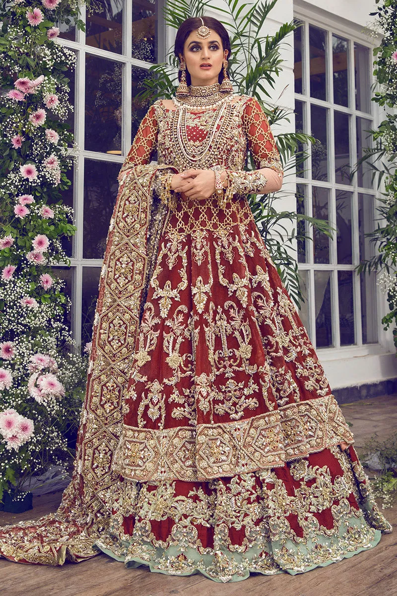 Latest beautiful Indian designer wedding dress in wine red color # B3458