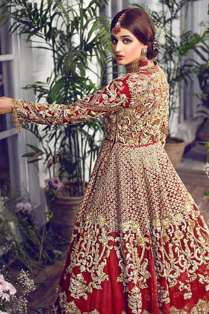 Latest beautiful Indian designer wedding dress in wine red color # B3458