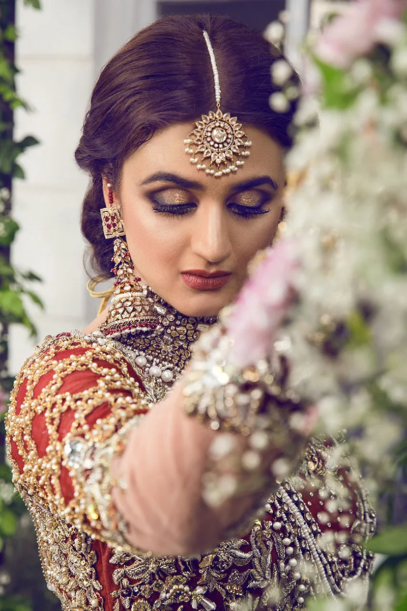 Latest beautiful Indian designer wedding dress in wine red color # B3458