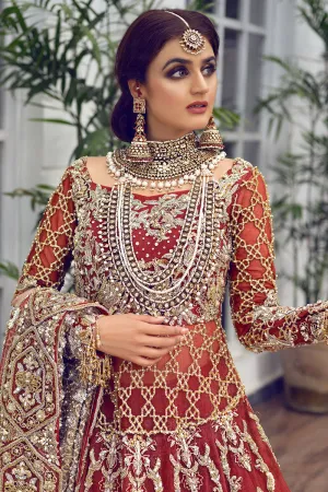 Latest beautiful Indian designer wedding dress in wine red color # B3458