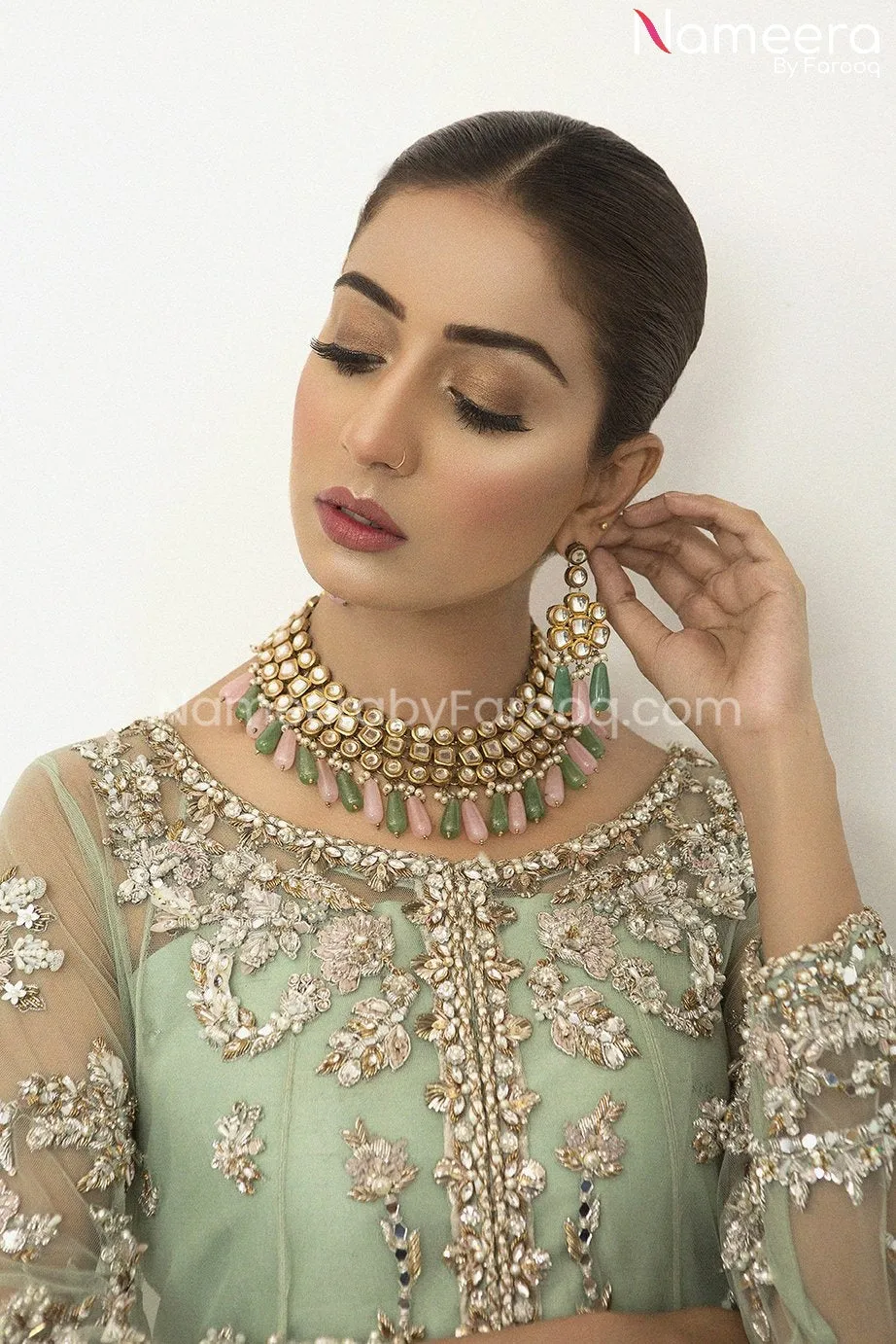 Latest Bridal Lehenga Pakistani in Aqua Color #BS95