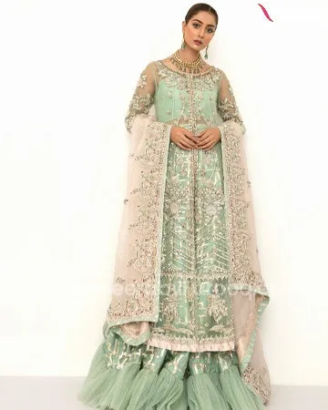 Latest Bridal Lehenga Pakistani in Aqua Color #BS95