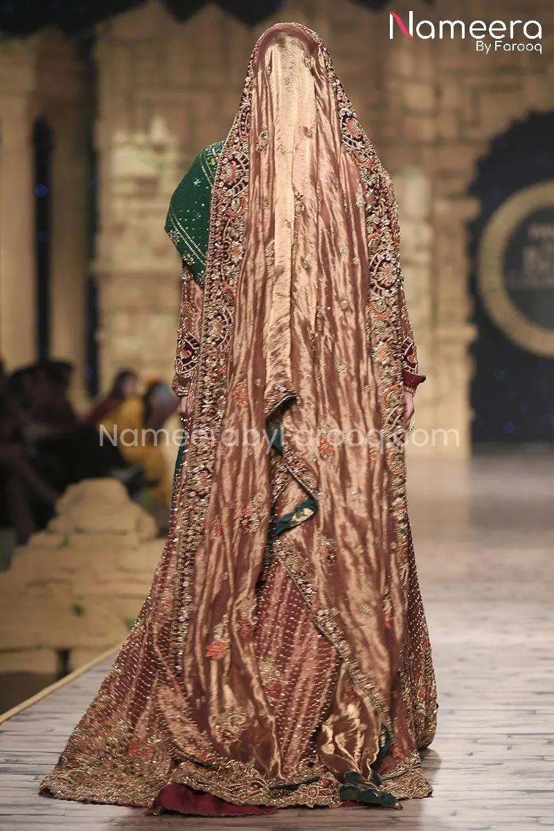 Latest Pakistani Bridal Gown with Long Train #BS123