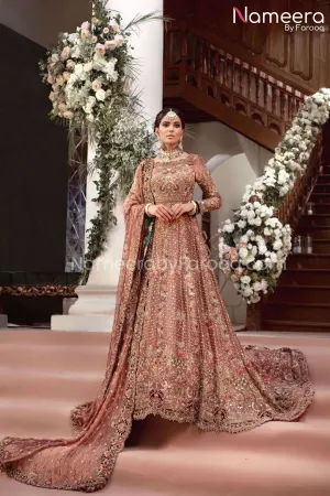 Latest Pakistani Bridal Gown with Long Train #BS123