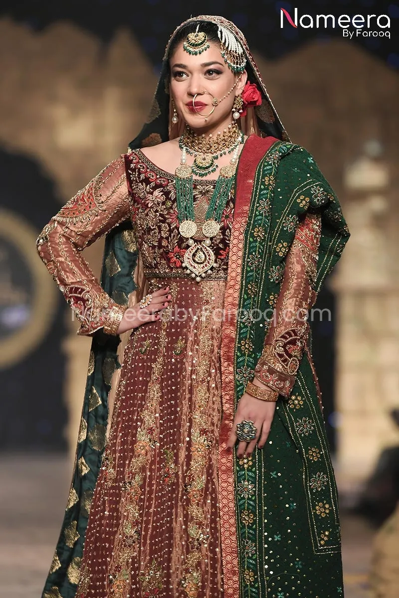 Latest Pakistani Bridal Gown with Long Train #BS123