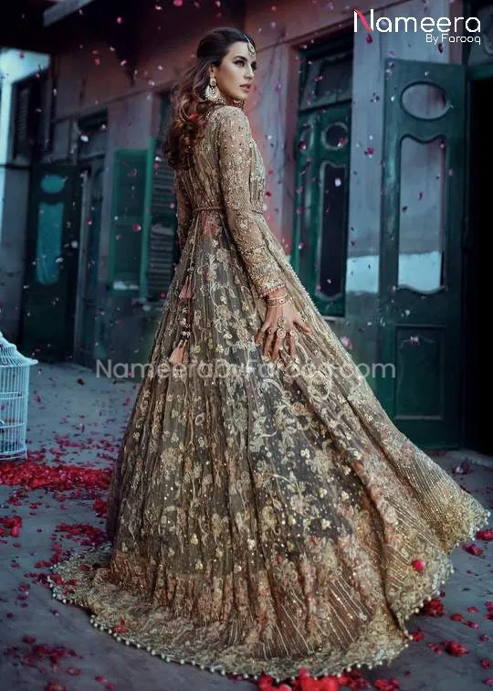 Latest Pakistani Bridal Gown with Maxi Dress #BS54