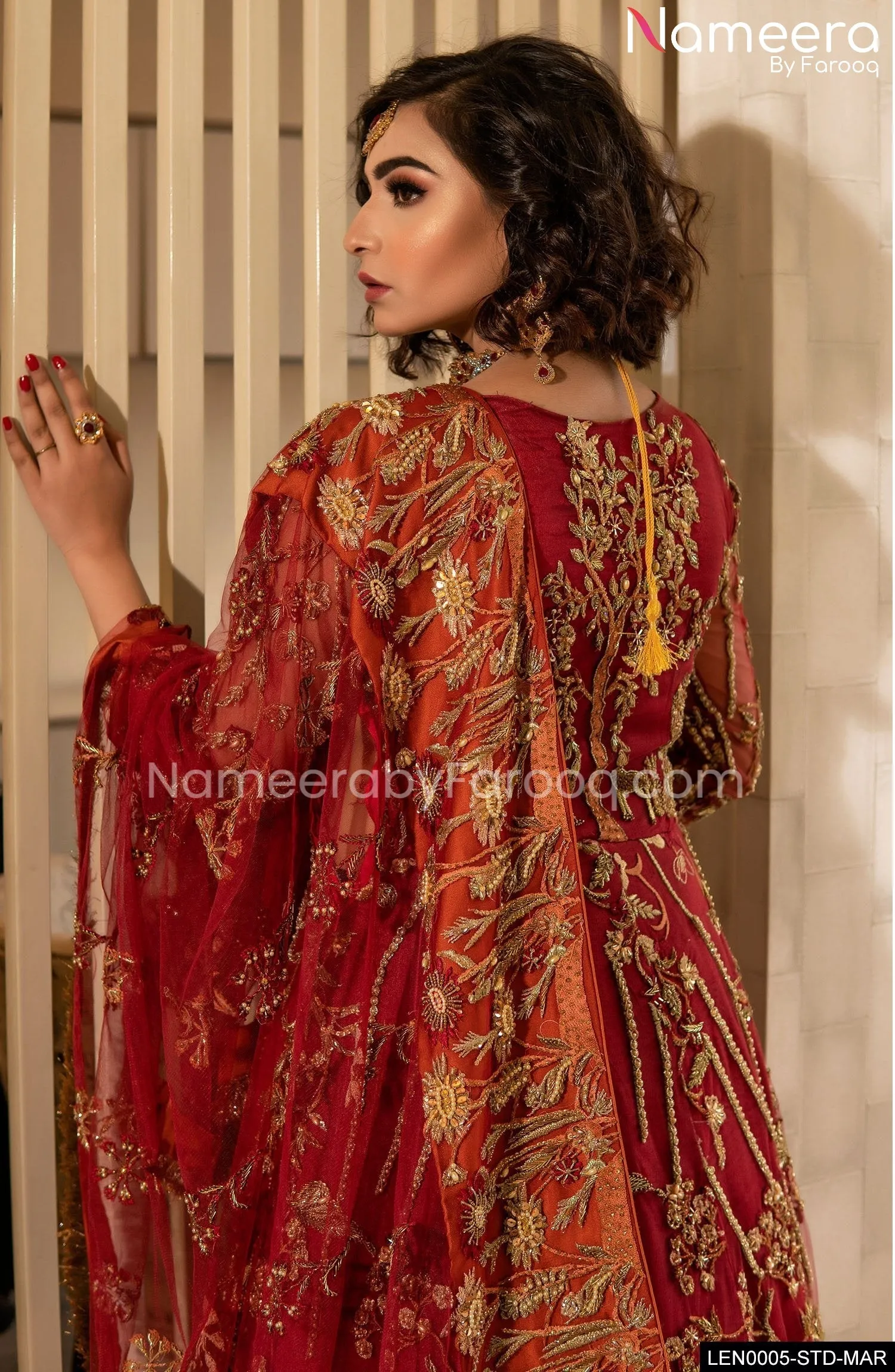 Latest Pakistani Bridal Lehenga Gown Online #BS562