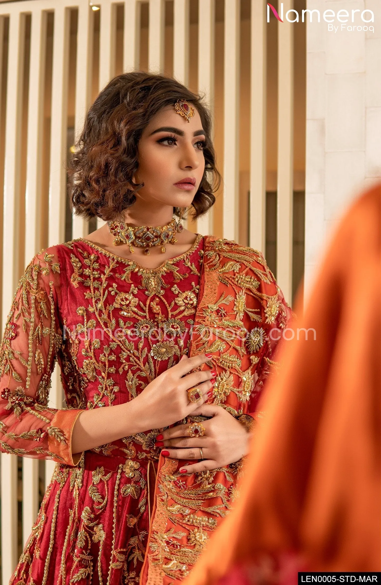 Latest Pakistani Bridal Lehenga Gown Online #BS562