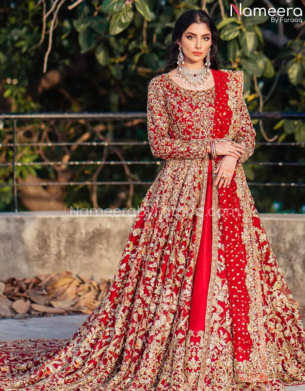 Latest Red Bridal Dress Pakistani in Gown Style #BS600