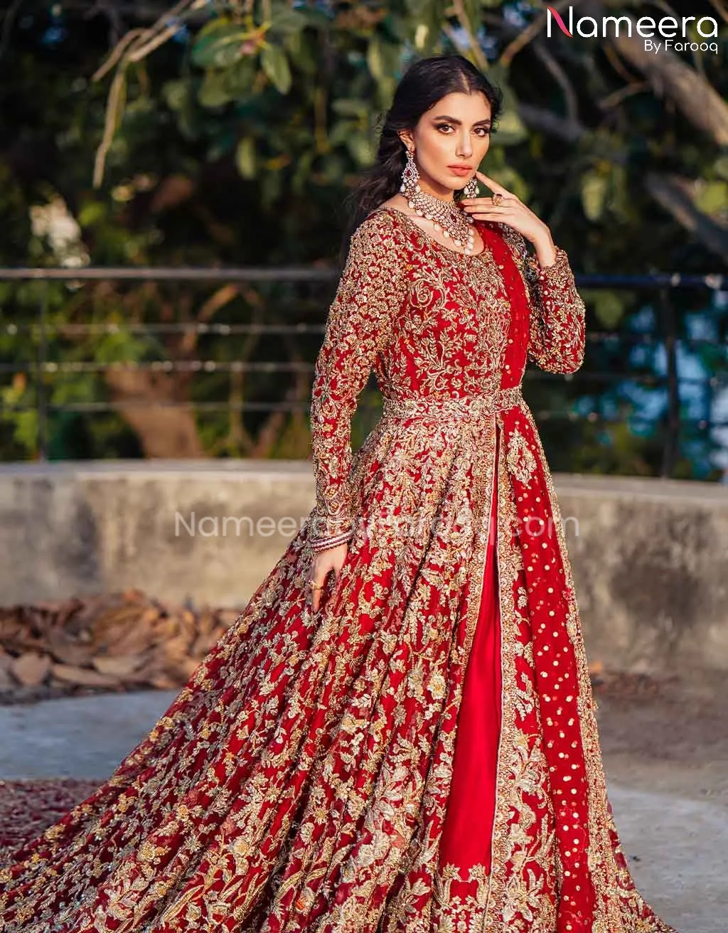Latest Red Bridal Dress Pakistani in Gown Style #BS600
