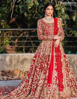 Latest Red Bridal Dress Pakistani in Gown Style #BS600